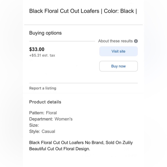 Black Floral Cut Out Loafers Size 38 (8.5) NWT - Picture 3 of 5